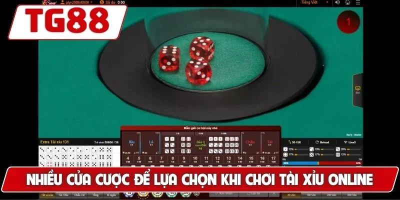 Nhiều cửa cược để lựa chọn khi chơi tài xỉu online