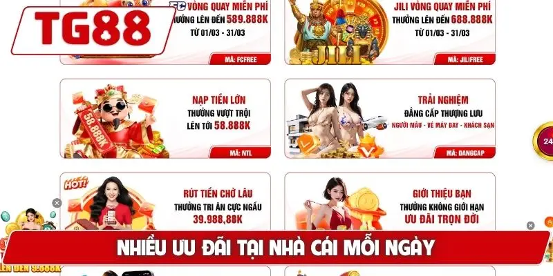 Nhiều ưu đãi tại nhà cái mỗi ngày