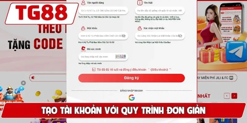 Tạo tài khoản với quy trình đơn giản