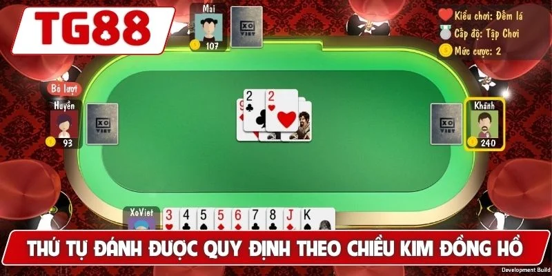 Thứ tự đánh được quy định theo chiều kim đồng hồ
